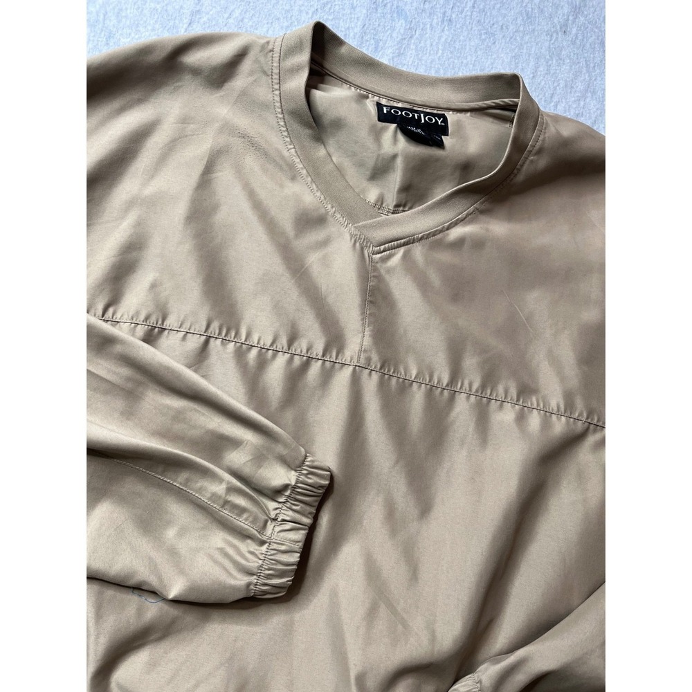 FootJoy Golf Pullover Jacket Beige XL V-Neck Lightweight Water Resistant